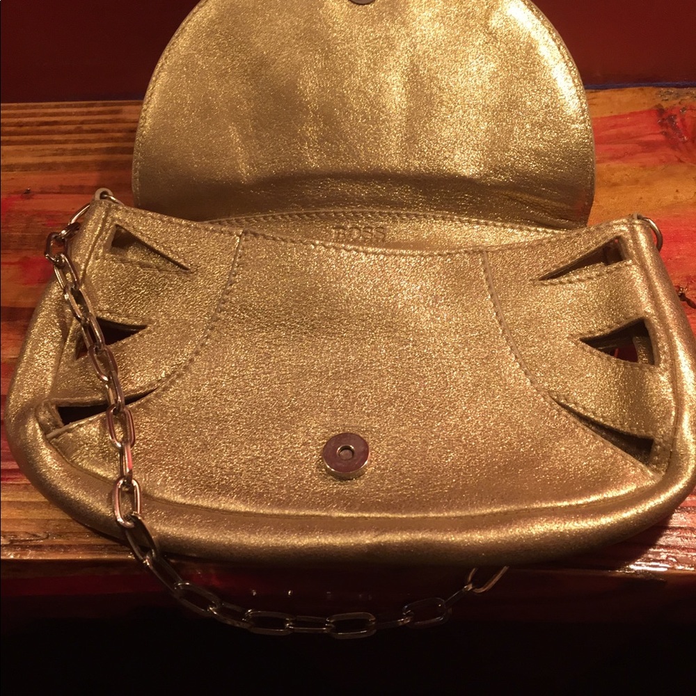 Hugo Boss Gold Leather Evening Bag